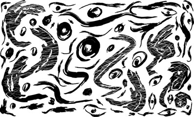 Black and white abstract graffiti contemporary artwork.