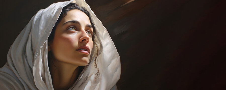 Portrait of a beautiful young biblical woman with copy space