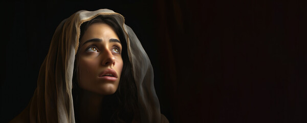 Portrait of a beautiful young biblical woman with copy space - obrazy, fototapety, plakaty