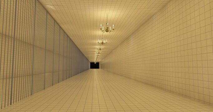 alone in the backrooms liminal space 3d render	
