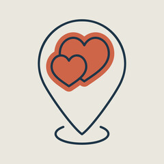 Wedding location isolated vector pin map icon