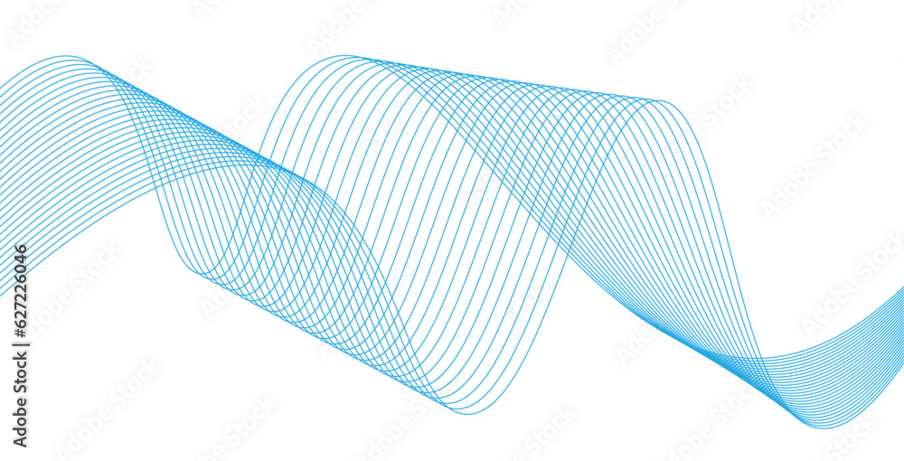 Poster creative line art vector. modern smooth wavy lines. abstract wave of many blue line background desig