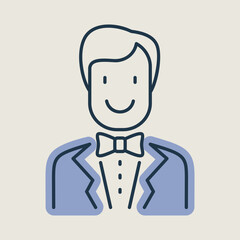 Groom, bridegroom, fiance man in costume icon
