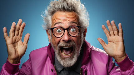 Super excited and shocked senior man . generative Ai