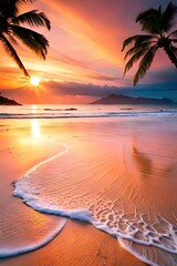 Majest&auml;tischer Sonnenuntergang &uuml;ber malerischer Strandlandschaft