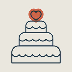 Stacked wedding cake dessert with heart topper