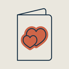 Greeting card with hearts vector icon