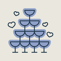 Wedding pyramid from glasses isolated vector icon