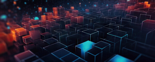 Obraz premium Abstract digital background. Data universe illustration. Ideal for depicting network abilities, technological processes, digital storages, science, education, etc.