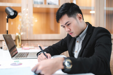 business approve and certificate concept, confirmation of business marketing document permit and certified stamping, signing on business partner paper to success, or concept of attorney and insurance