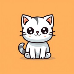 cute cat symbol, cartoon, simple