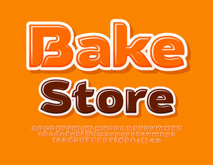 Fototapeta na wymiar Vector modern logo Bake Store. Creative Alphabet Letters, Numbers and Symbols set. Bright glossy Font