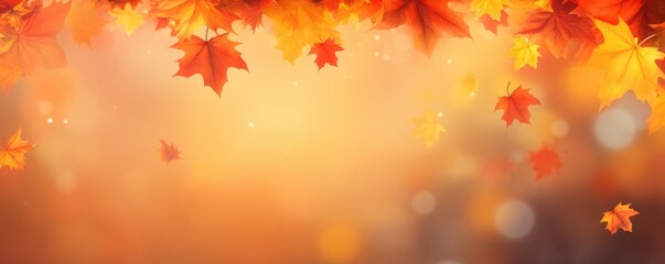 Obraz na płótnie Canvas Flying fall maple leaves on autumn background