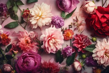 Naklejka na ściany i meble flower blossom background mock design spring peonies color up valentine watercolor pastel. Generative AI.