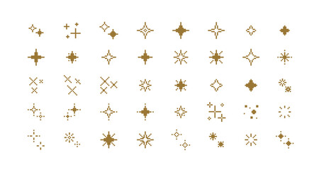 ドット絵　きらきら装飾イラストセット　ピクセル　星