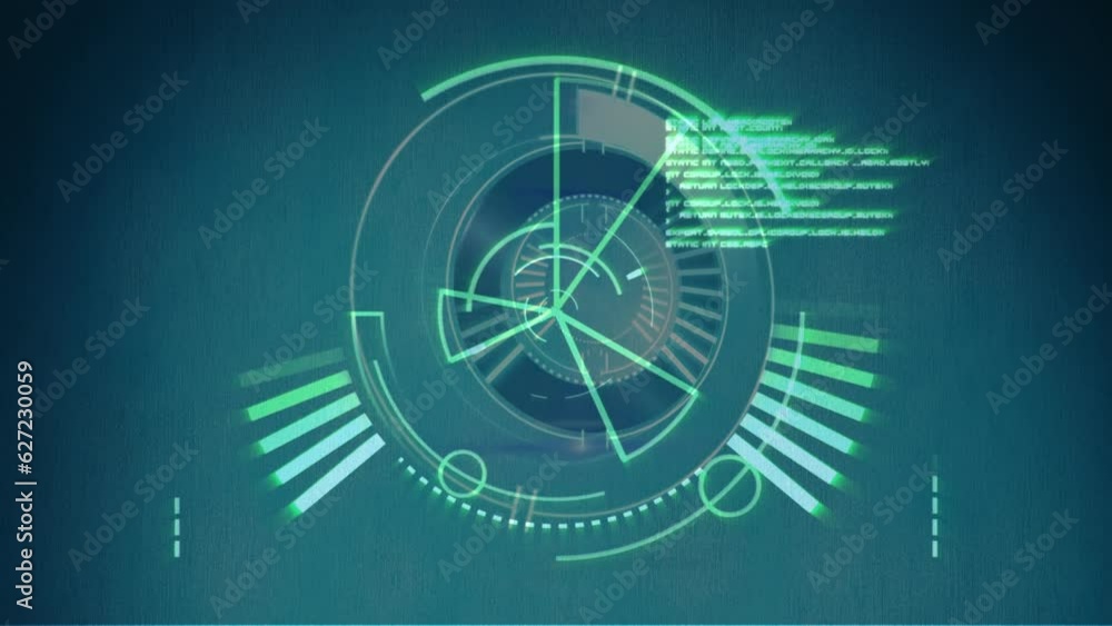 Poster Animation of scope scanning and data processing over green background