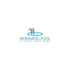 Swimming pool logo design template isolated on white background
