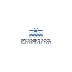 Swimming pool logo design template isolated on white background