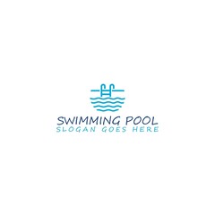 Swimming pool logo design template isolated on white background