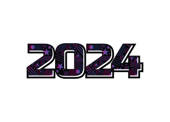 2024 creative gradient number or text illustration vector