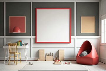 White Slate and Red Kids Playroom