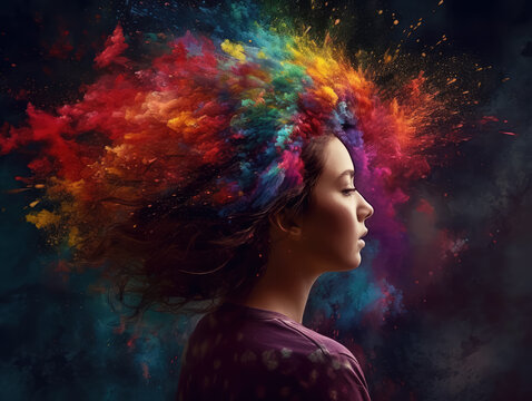 Human brain exploding concept