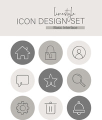Linestyle Icon Design Set Basic Interface