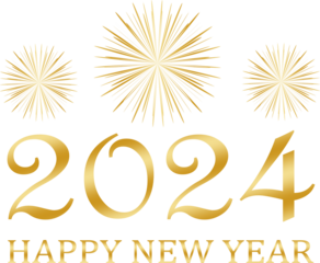 happy new year 2024 - golden design, golden fireworks
