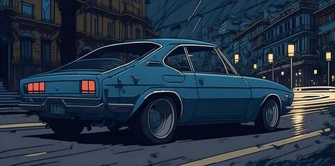 Car on the street. AI generated illustration