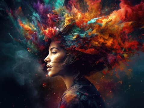 Human brain exploding concept