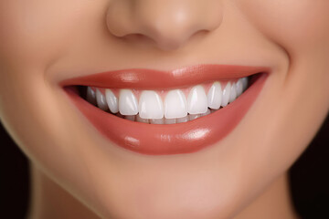 Naklejka premium Perfect Smile With White Teeth Closeup