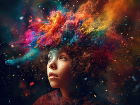 Human brain exploding concept
