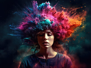 Human brain exploding concept