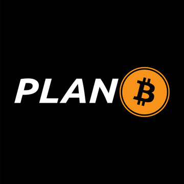 Plan B Writing, Bitcoin Logo, Symbol, Coin, Isolated On Black Background