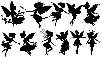Obraz na płótnie Canvas silhouettes of fairy multi positions 