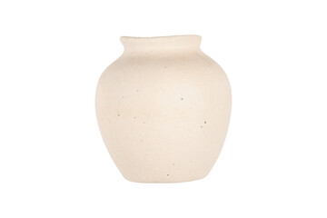 Pottery, vase, white clay jug isolated on white background. A mockup of pottery made from white...