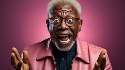 Super excited and shocked senior man. Generative Ai