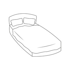 Bed line art vector illustration.
