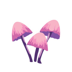 Purple mushroom cartoon style, vector illustration. Poisonous mushroom from a fairy tale or fantasy.