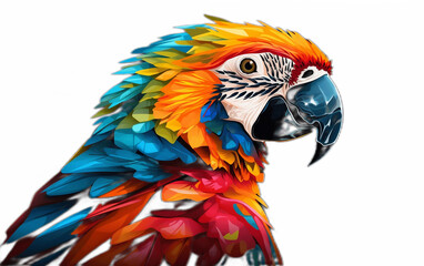Colorful Parrot on Clear Background. Generative AI