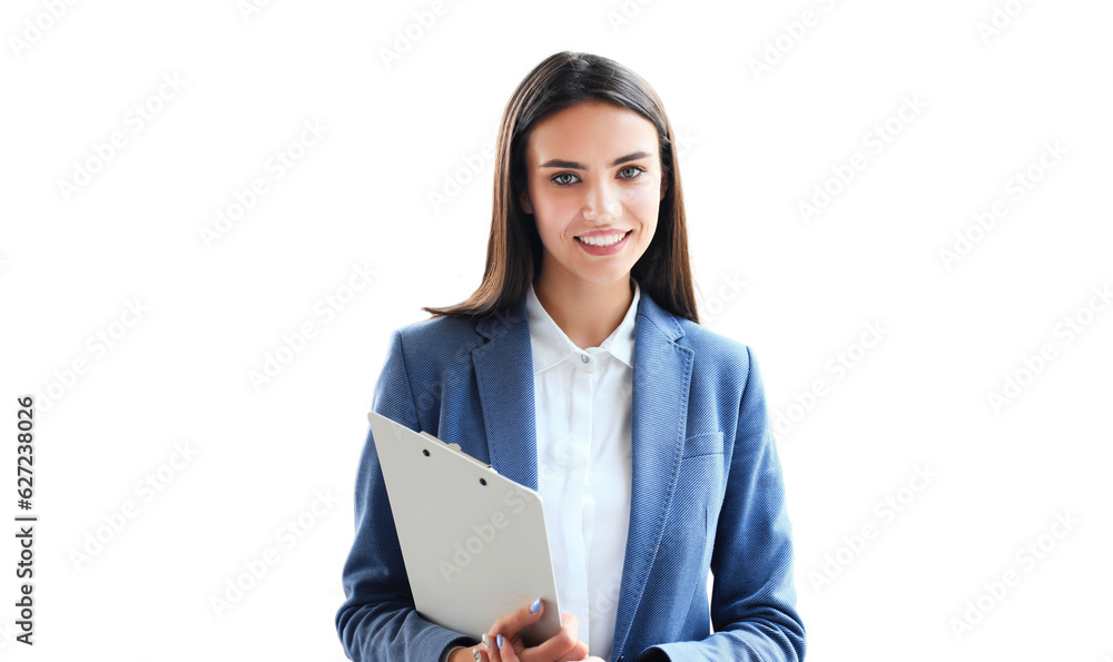 Wall mural Face of beautiful business woman on a transparent background