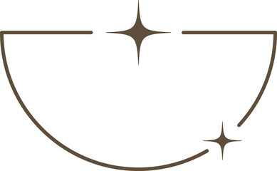 Aesthetic frame with stars. Minimal y2k outline graphic design with sparkles. Abstract arches borders. Trendy boho geometric template.