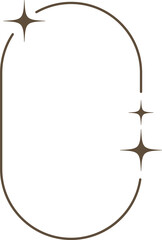 Aesthetic frame with stars. Minimal y2k outline graphic design with sparkles. Abstract arches borders. Trendy boho geometric template.