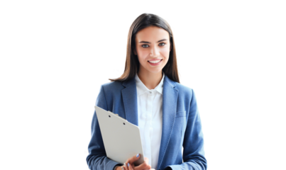 Face of beautiful business woman on a transparent background