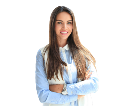 Modern business woman on a transparent background