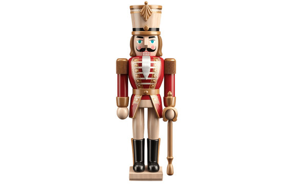 Isolated Wooden Nutcracker Clear Background. Generative AI