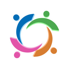 Creative social community gruop people logo design.concept.Teamwork people business group.Teamwork logo vector.Teamwork group logo vector.People Table Meeting Group Logo Vector.......................
