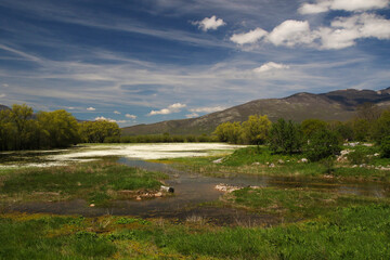 Obraz premium Spring landscape of the words largest flooded karst Livno polje in Bosnia and Herzegovina