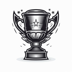 Trophy, icon line art, thick black stroke 
