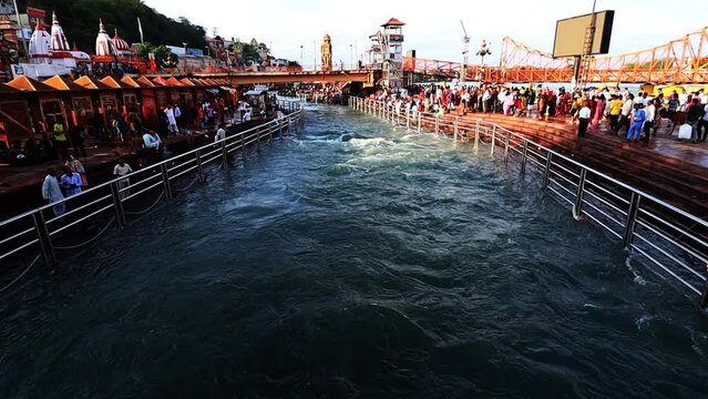Holy River Ganges Religious offering or Evening Aarti or Worship.